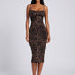 Selene Leopard Slip Midi Dress on model