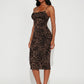 Selene Leopard Slip Midi Dress on model