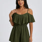 Selvaggia Cold-Shoulder Romper on model