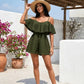 Selvaggia Cold-Shoulder Romper on model