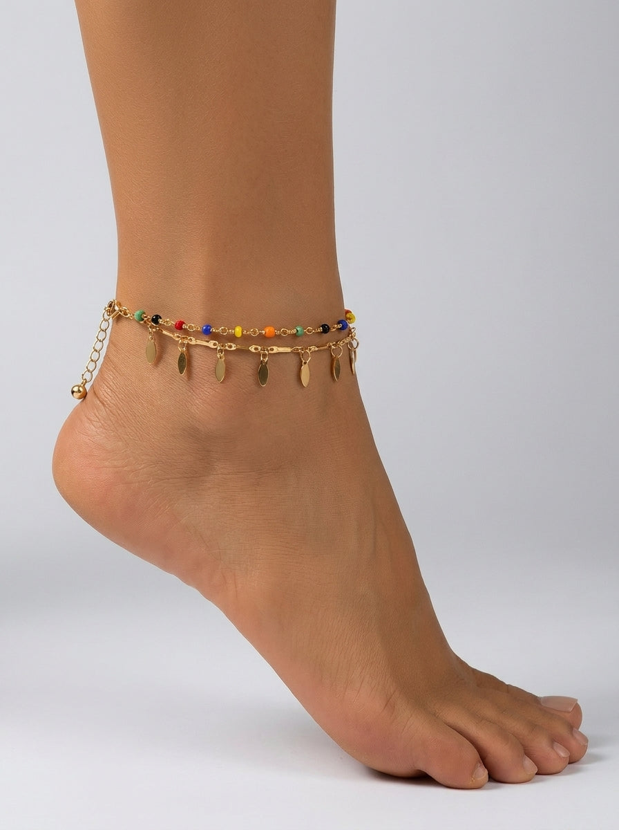 Serafina Beaded Charm Anklet on model