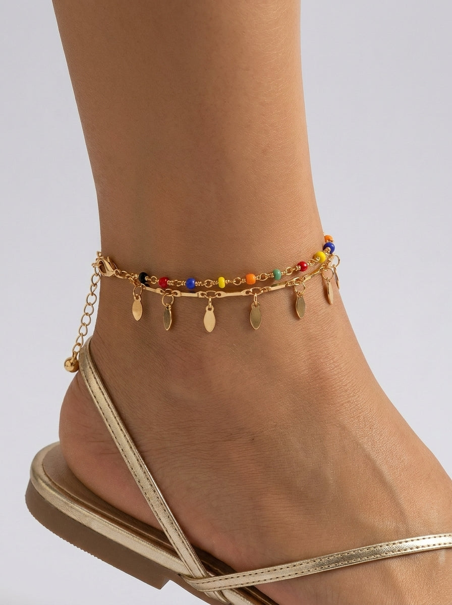 Serafina Beaded Charm Anklet on model
