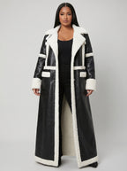 Serafina Shearling-Trim Faux Leather Trench on model