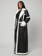 Serafina Shearling-Trim Faux Leather Trench on model