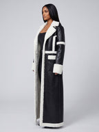 Serafina Shearling-Trim Faux Leather Trench on model
