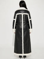 Serafina Shearling-Trim Faux Leather Trench on model