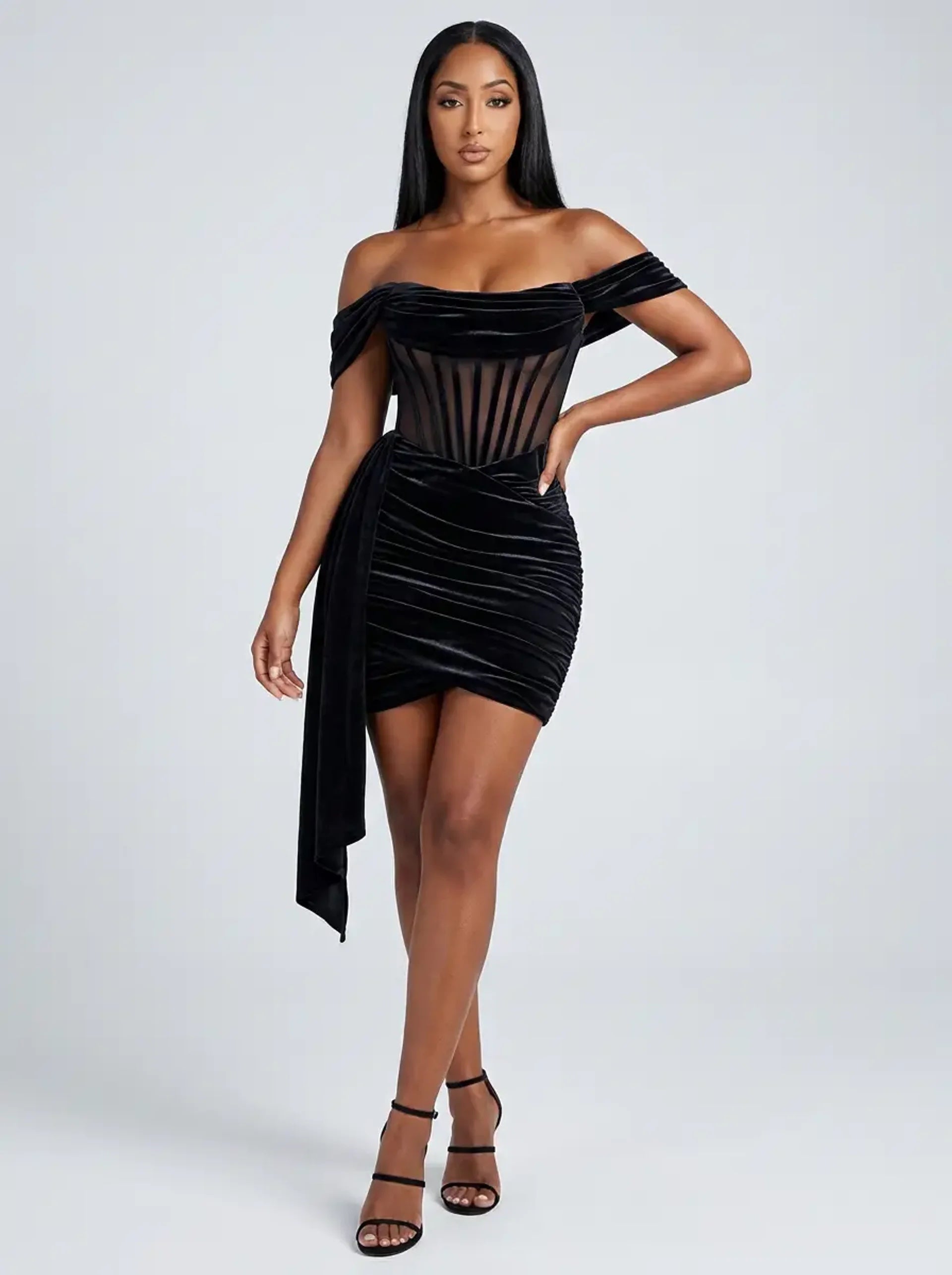Serena Velvet Evening Dress on model
