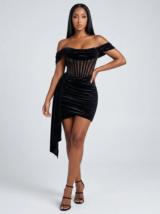Serena Velvet Evening Dress on model