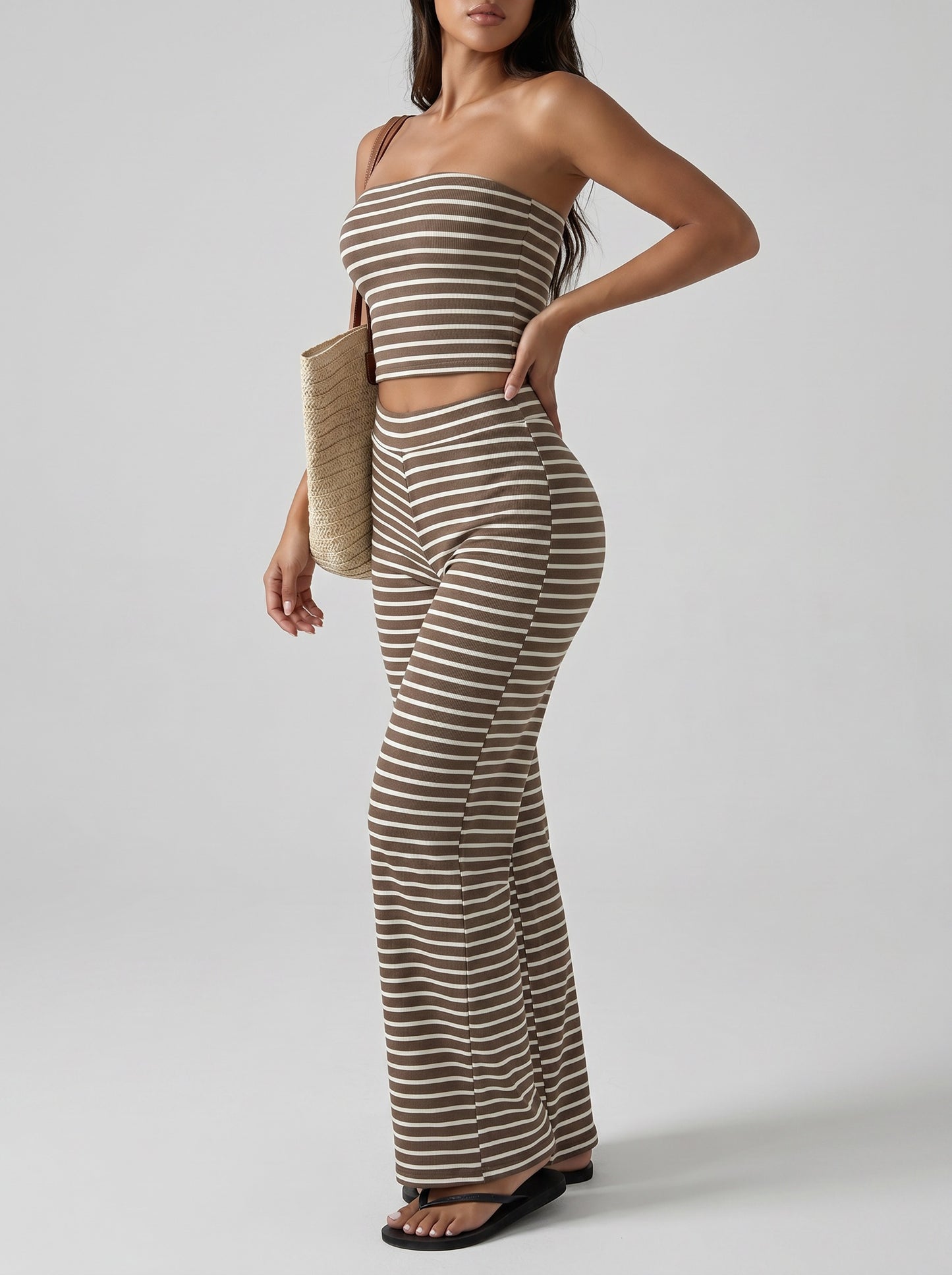 Serena Striped Two-Piece Set on model