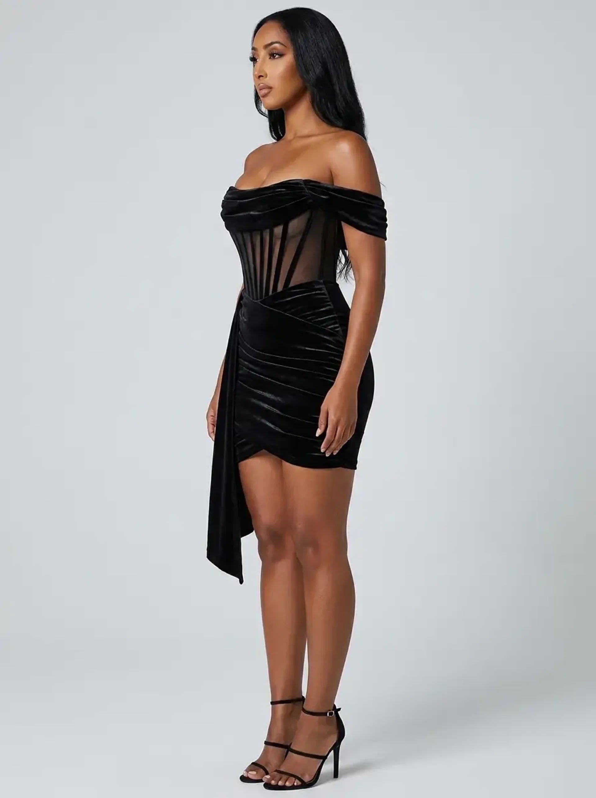 Serena Velvet Evening Dress on model