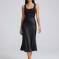 Serena Satin Bias Midi Skirt on model