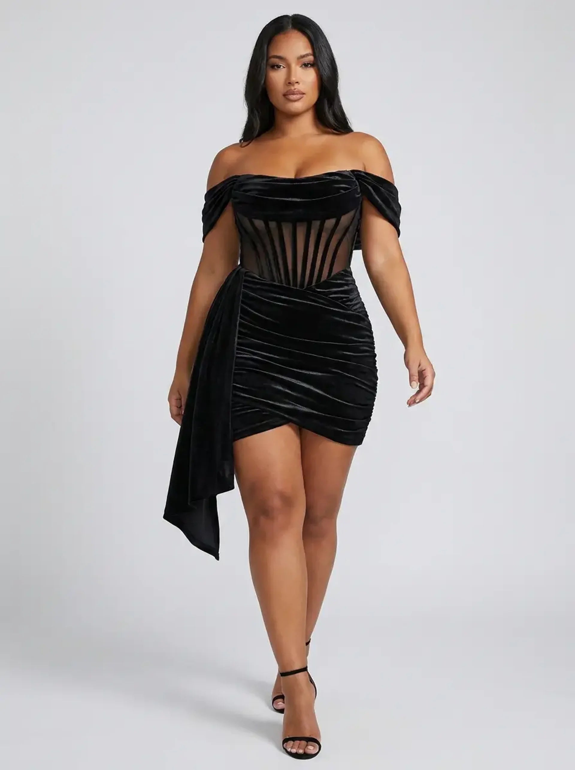 Serena Velvet Evening Dress on model