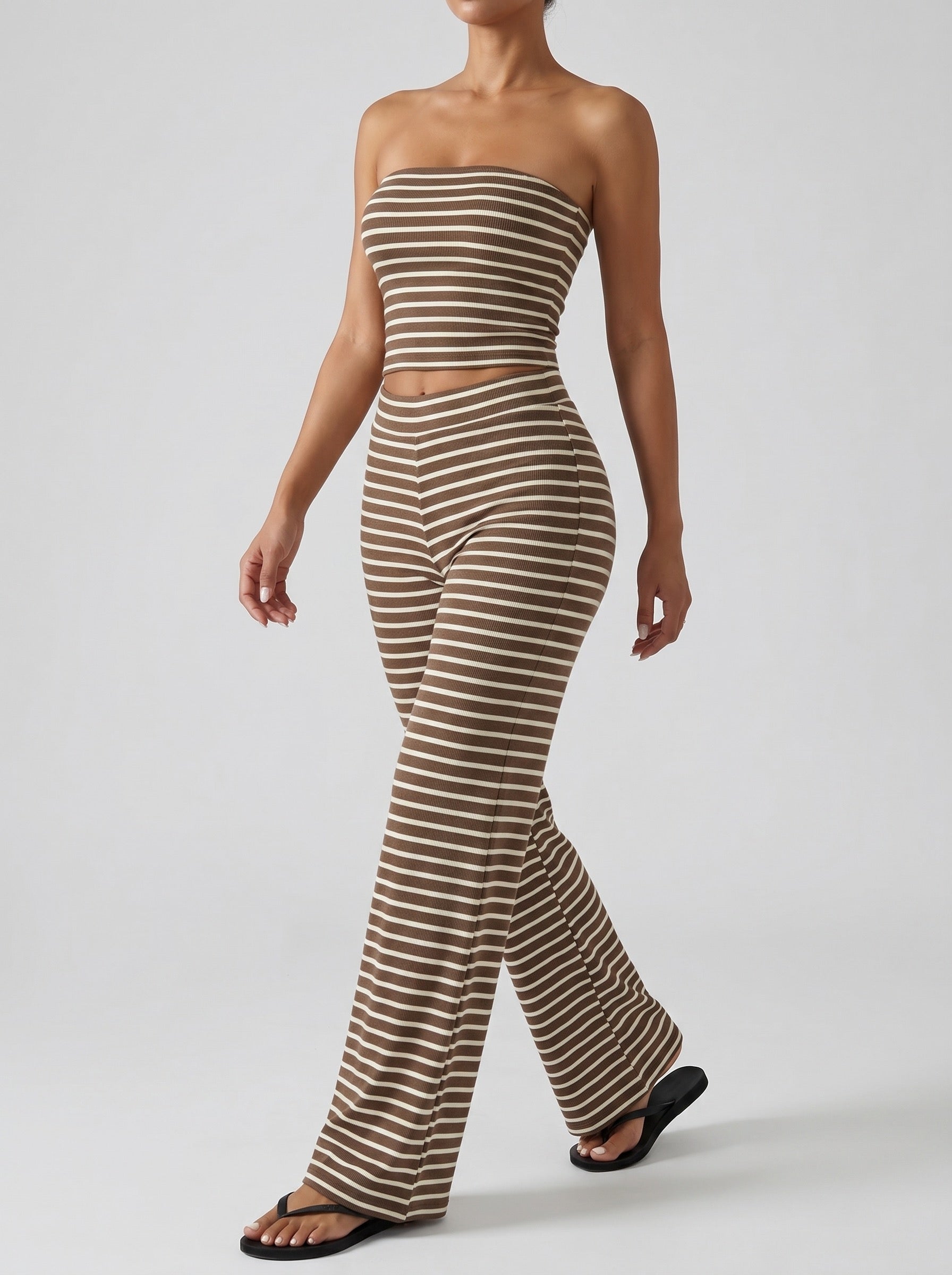 Serena Striped Two-Piece Set on model