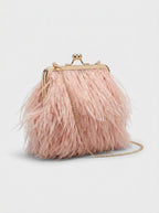 Sibilla Ostrich-Feather Frame Clutch on model