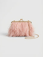 Sibilla Ostrich-Feather Frame Clutch on model