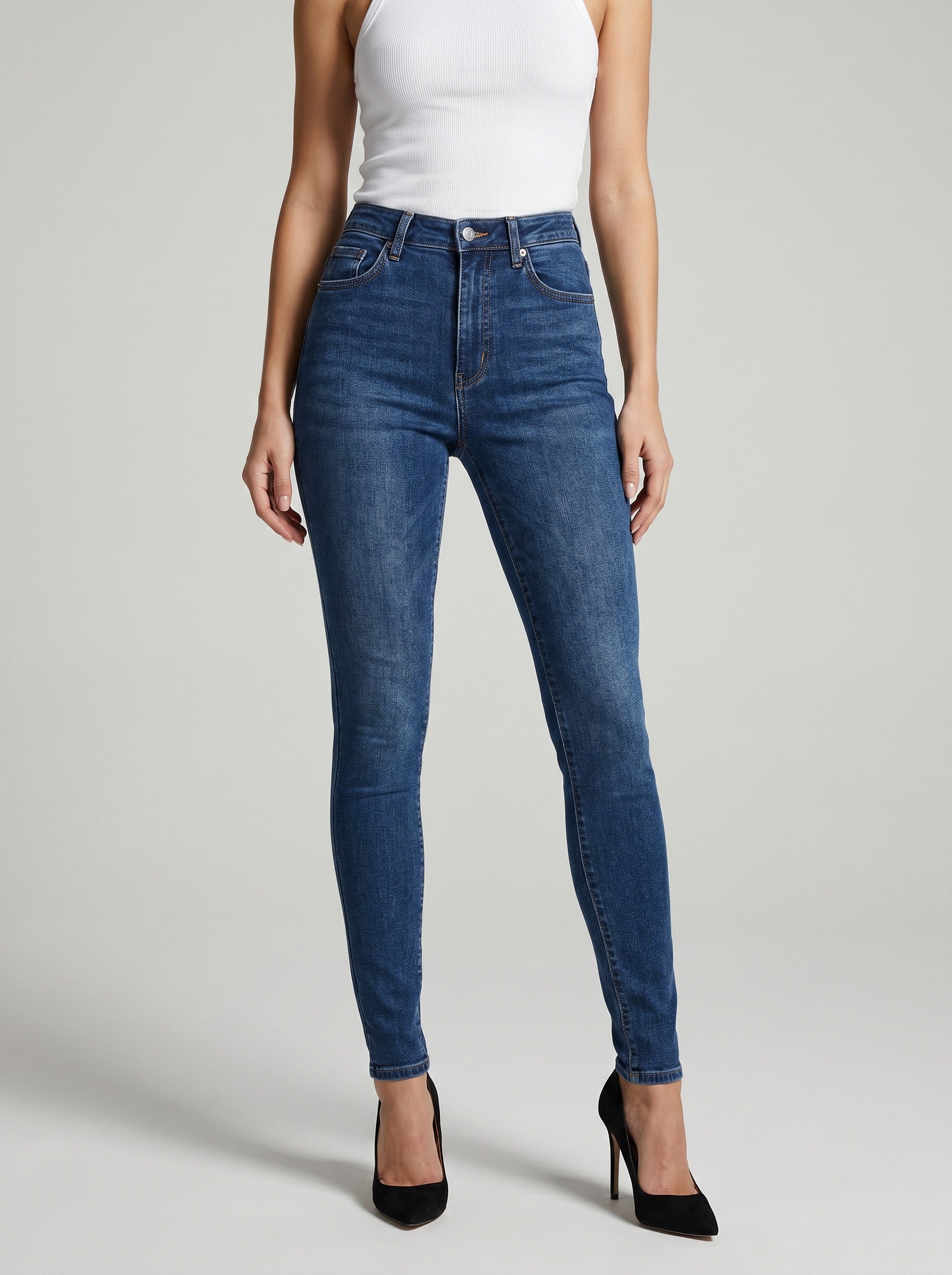 Sienna High-Rise Skinny Jeans on model
