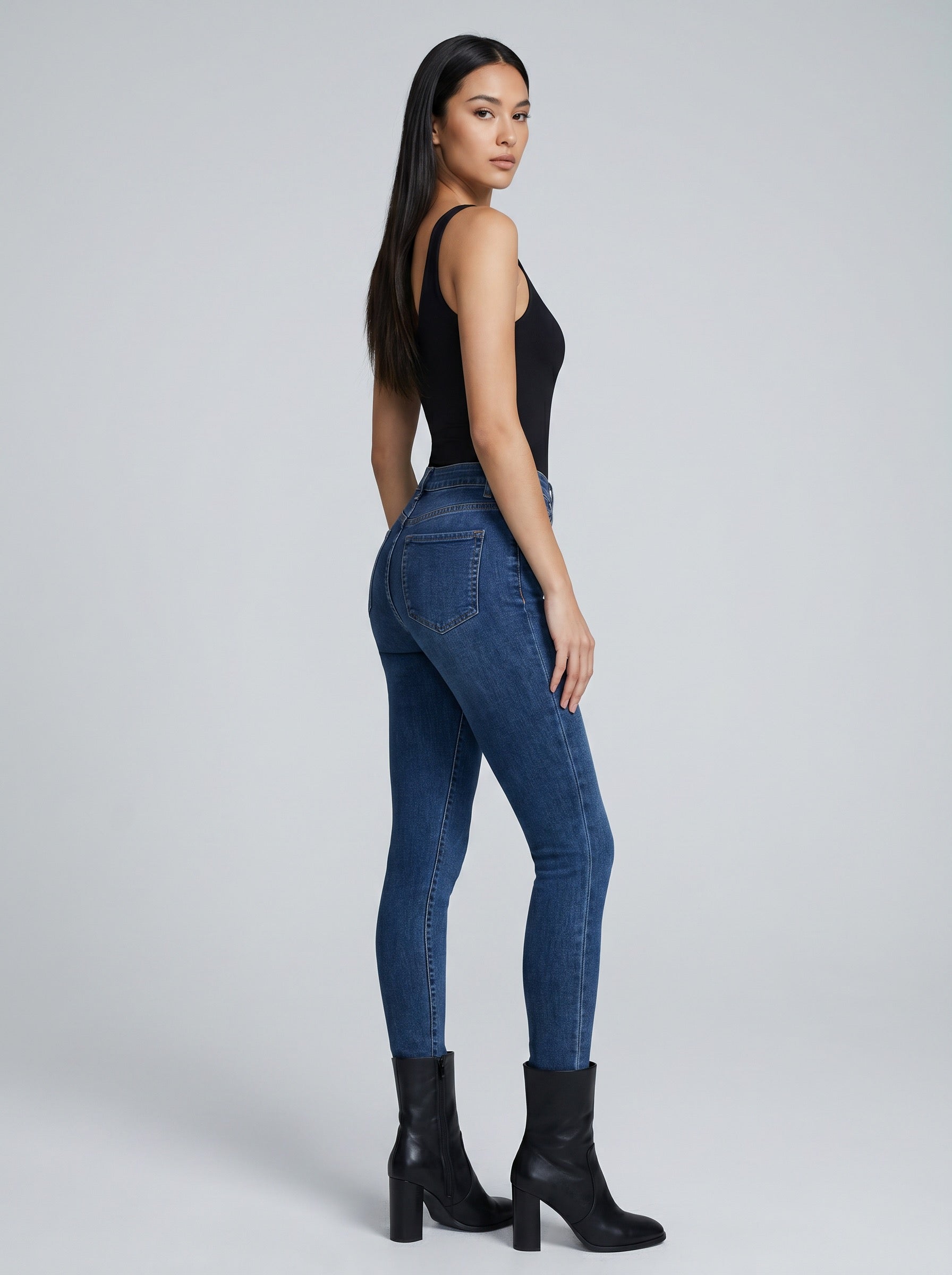 Sienna High-Rise Skinny Jeans on model