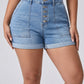 Sienna High-Waist Cuffed Denim Shorts on model