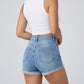 Sienna High-Waist Cuffed Denim Shorts on model