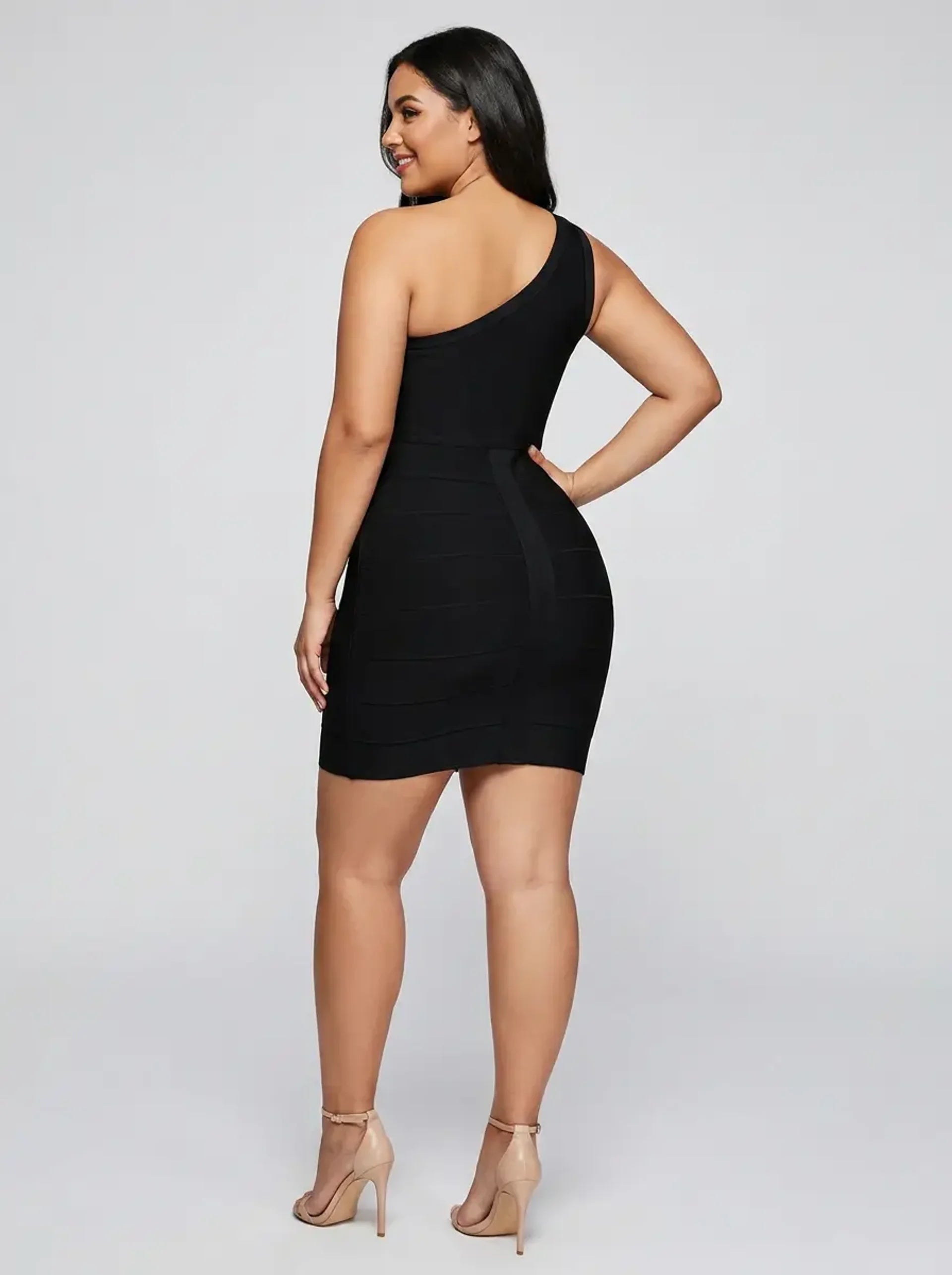 Sofia One-Shoulder Bandage Dress on model