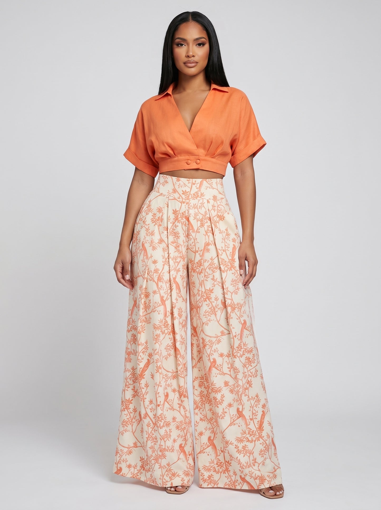 Solana Wrap Top & Palazzo Set on model