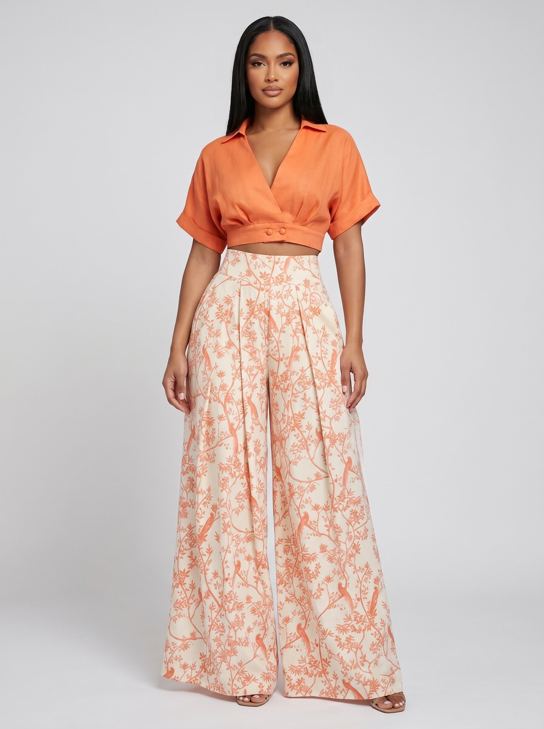 Solana Wrap Top & Palazzo Set on model