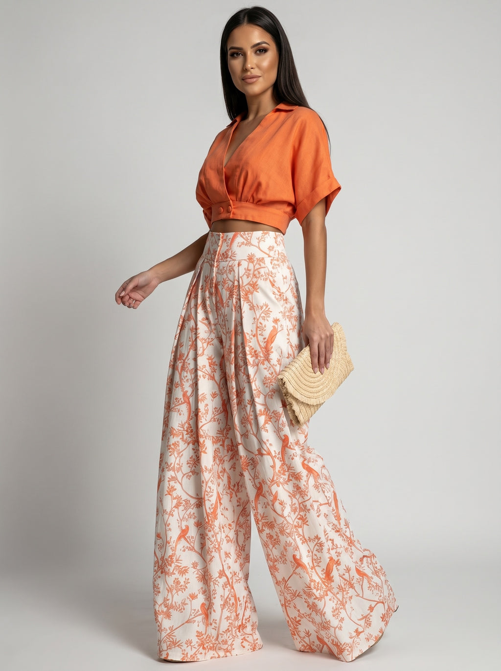 Solana Wrap Top & Palazzo Set on model