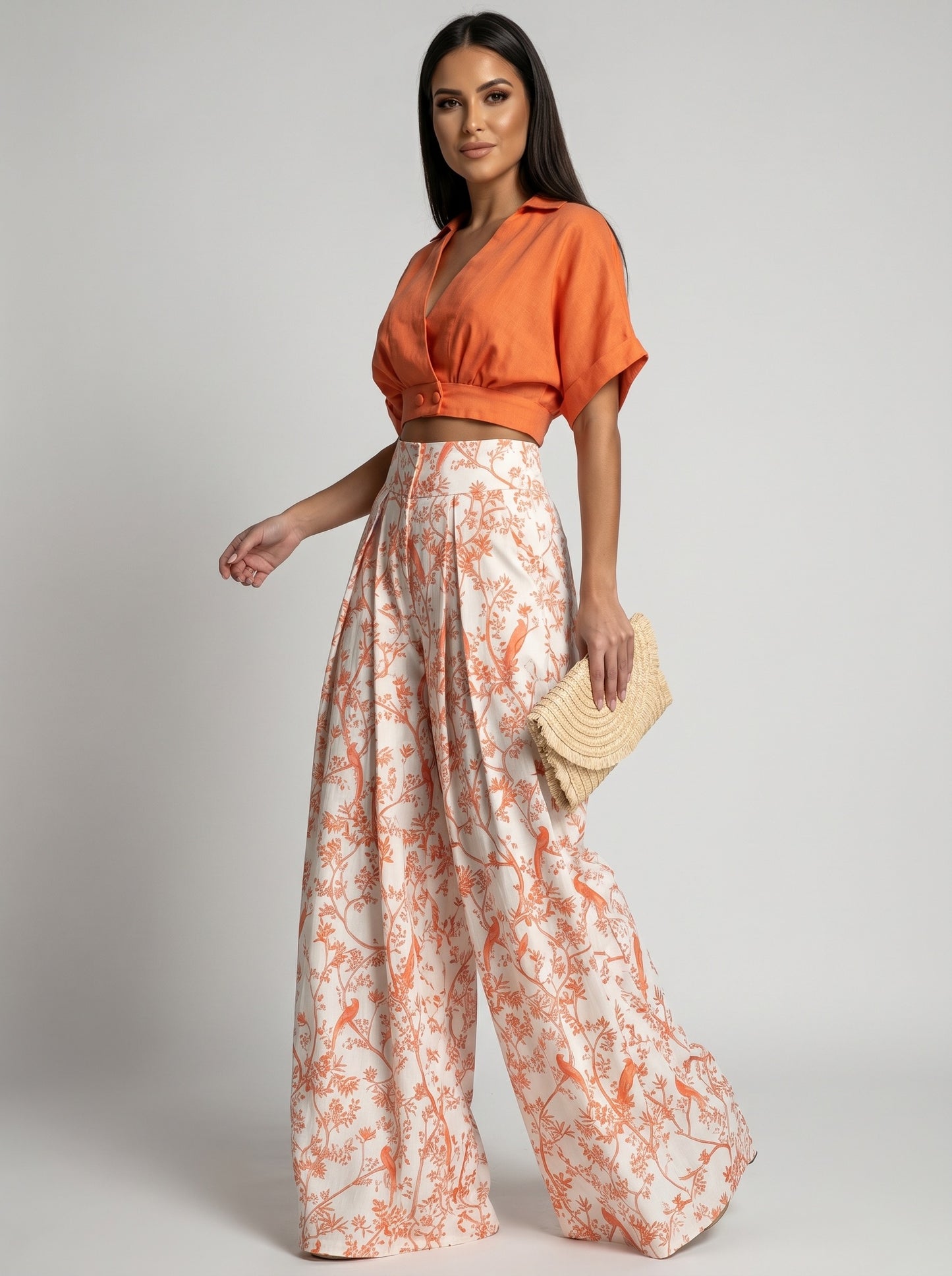 Solana Wrap Top & Palazzo Set on model