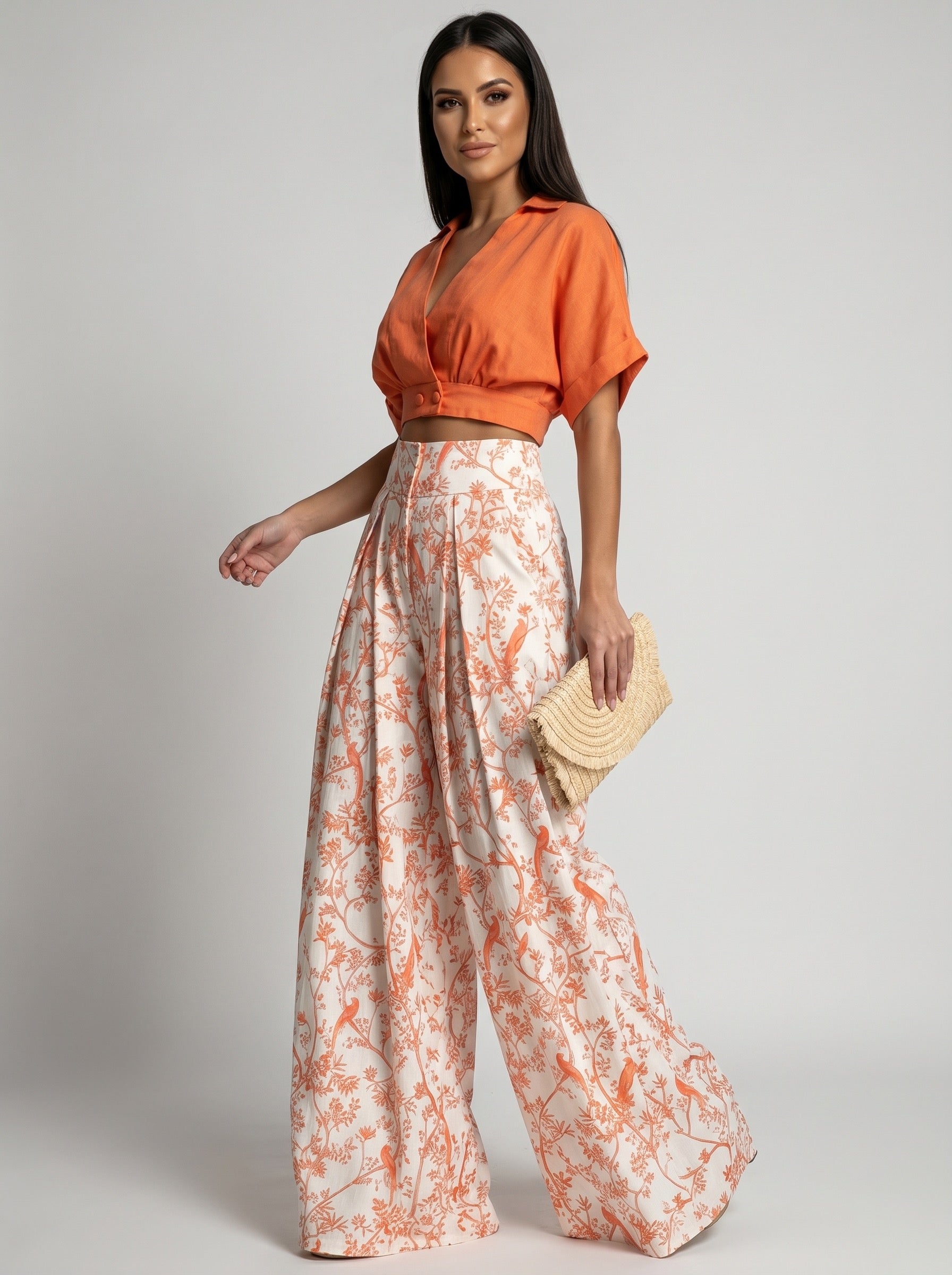 Solana Wrap Top & Palazzo Set on model