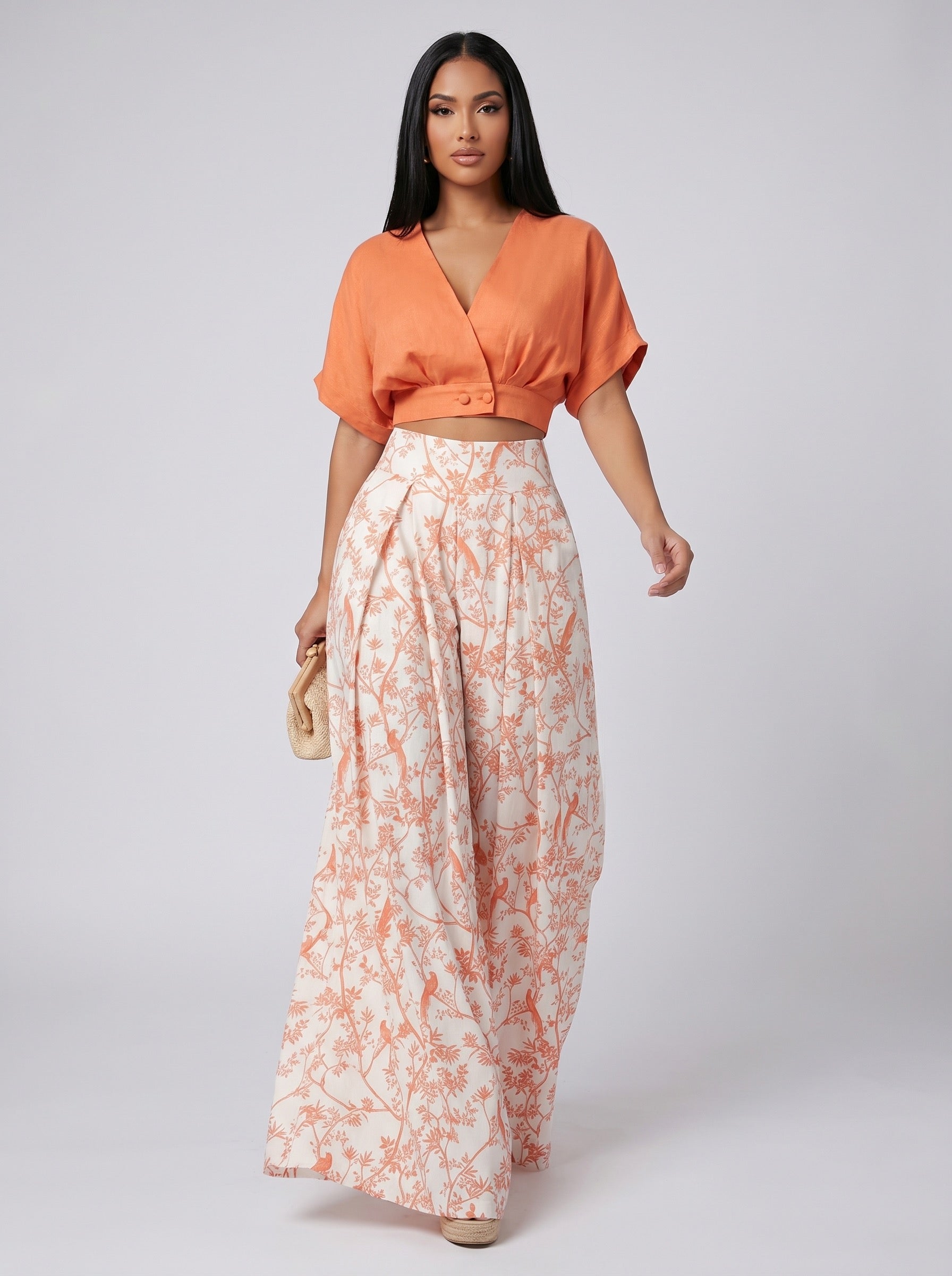 Solana Wrap Top & Palazzo Set on model