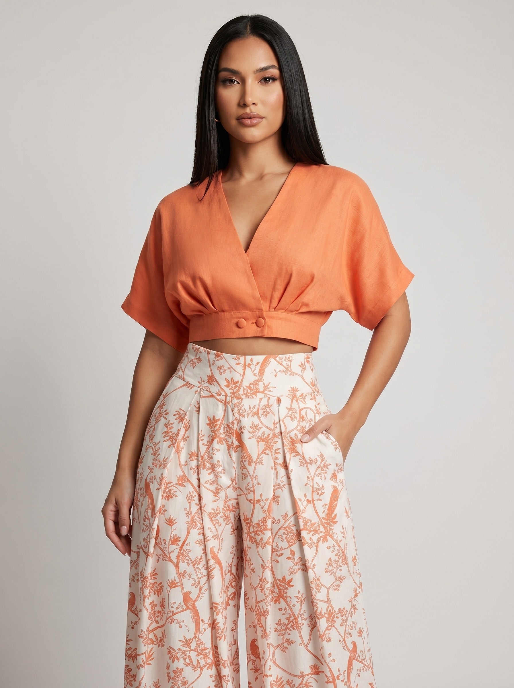 Solana Wrap Top & Palazzo Set on model