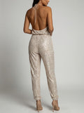 Solara Sequin Cowl-Neck Playsuit on model