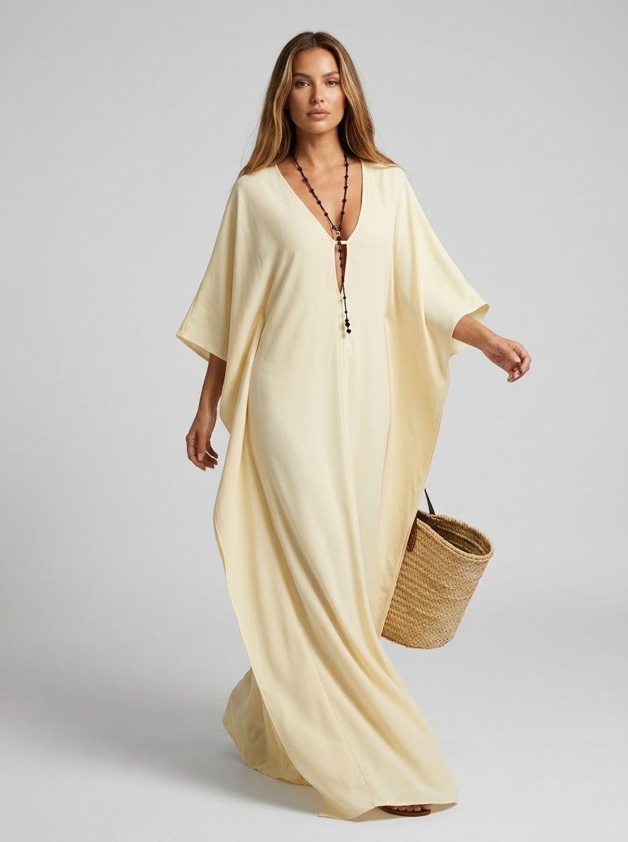 Soleia Chiffon Batwing Kaftan on model