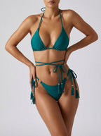 Solenne Tie-Side Tassel Bikini on model