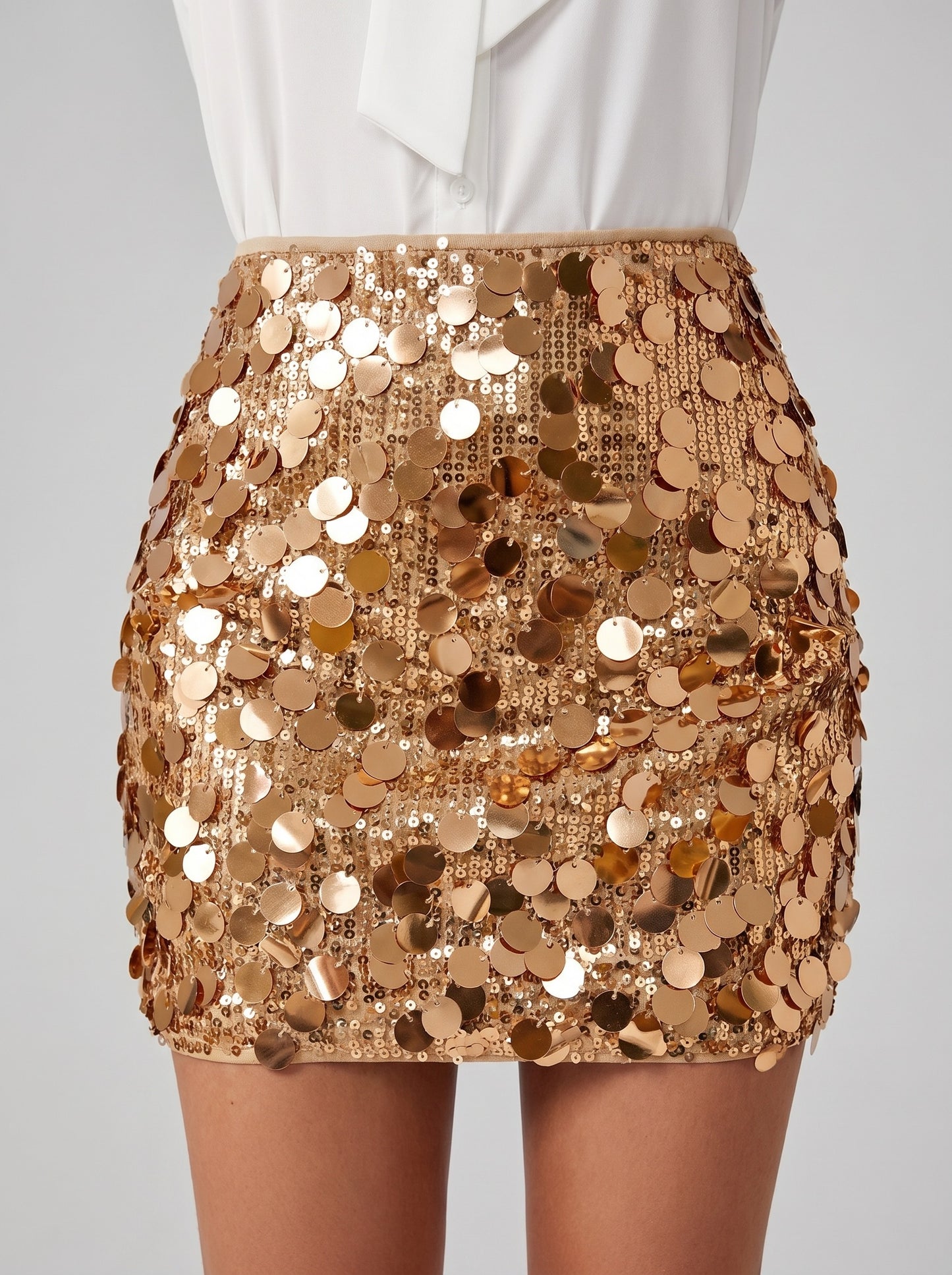 Stellina Sequin Mini Skirt on model