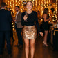 Stellina Sequin Mini Skirt on model