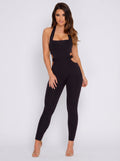 Talia Halter Bodycon Jumpsuit on model
