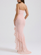 Tatiana Ruffle Mesh Fishtail Maxi Dress on model