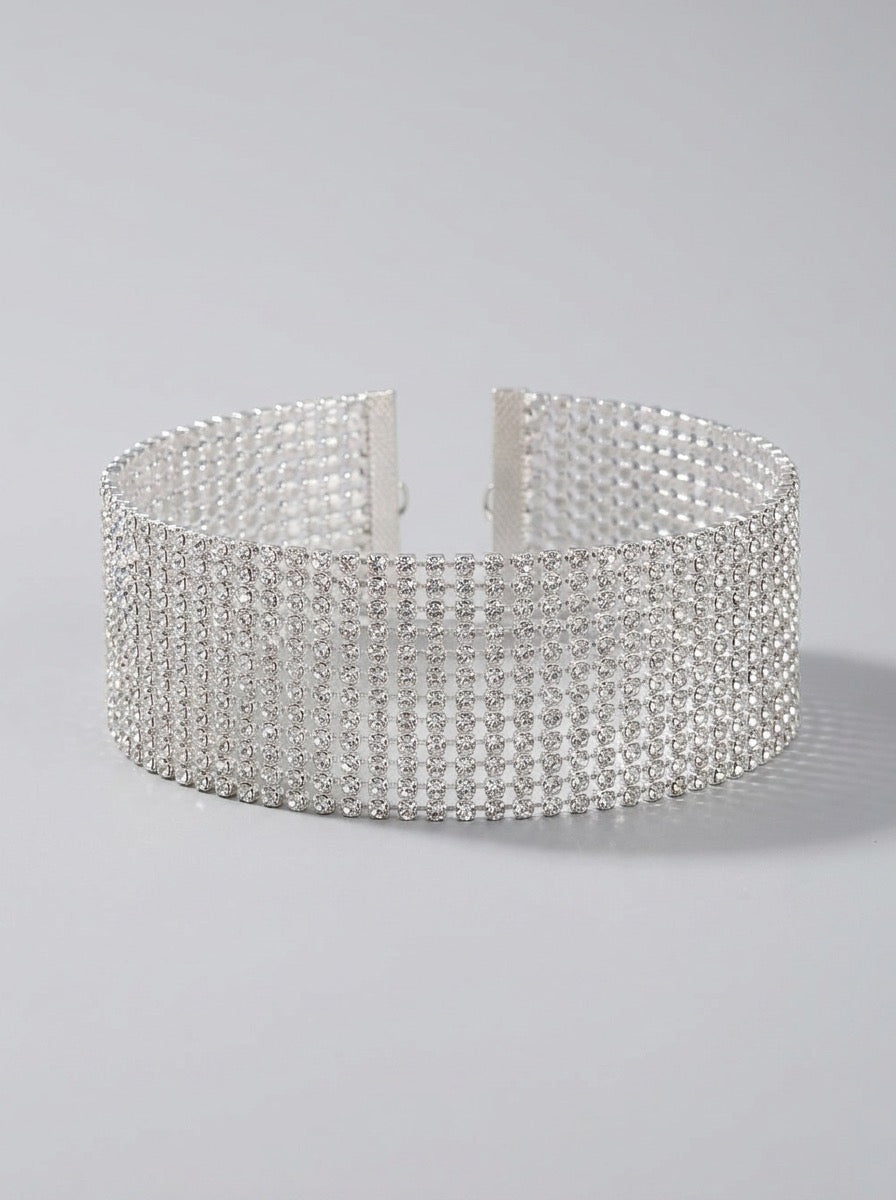 Tindara Crystal Rhinestone Choker on model