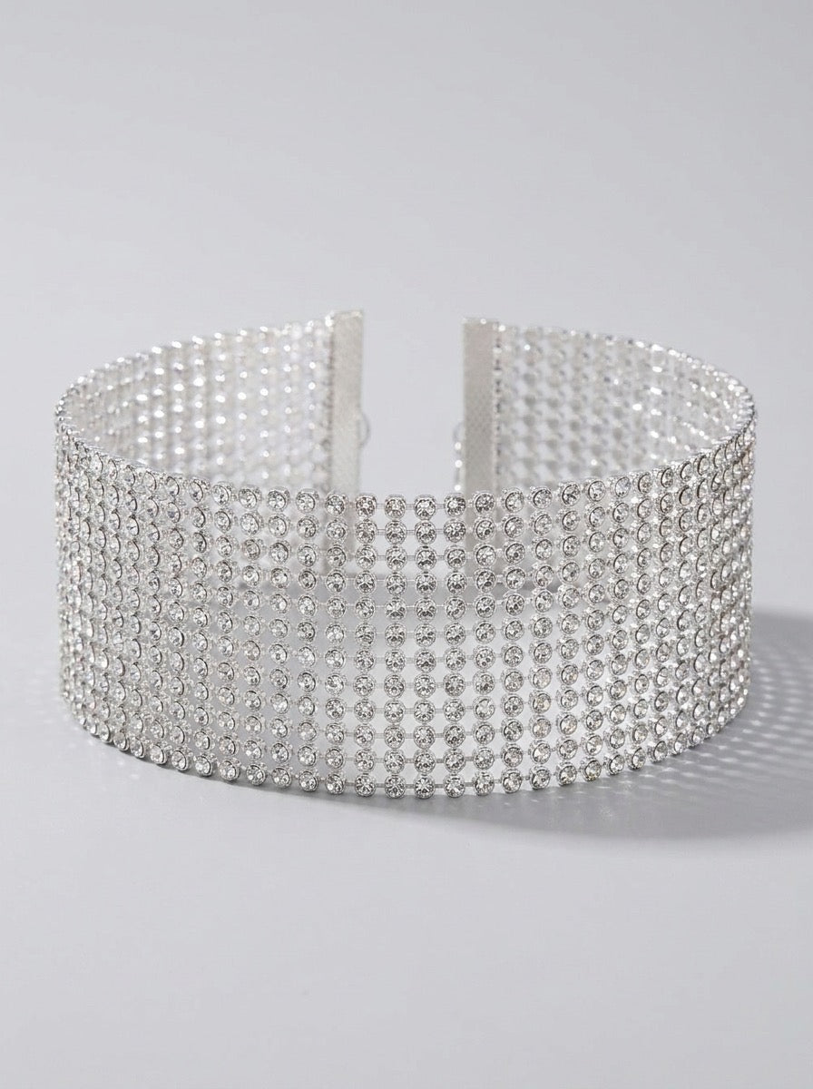 Tindara Crystal Rhinestone Choker on model