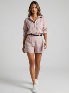 Tramonti Linen Shirt & Tailored Shorts Set on model