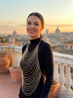 Valentina Draped Body Chain on model
