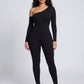 Valentina One-Shoulder Jumpsuit on model