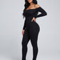 Valentina One-Shoulder Jumpsuit on model