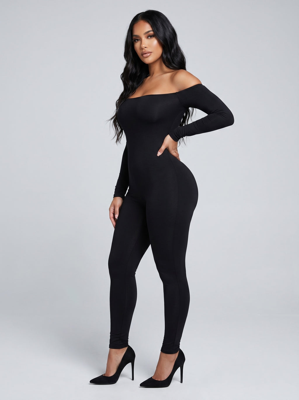 Valentina One-Shoulder Jumpsuit on model