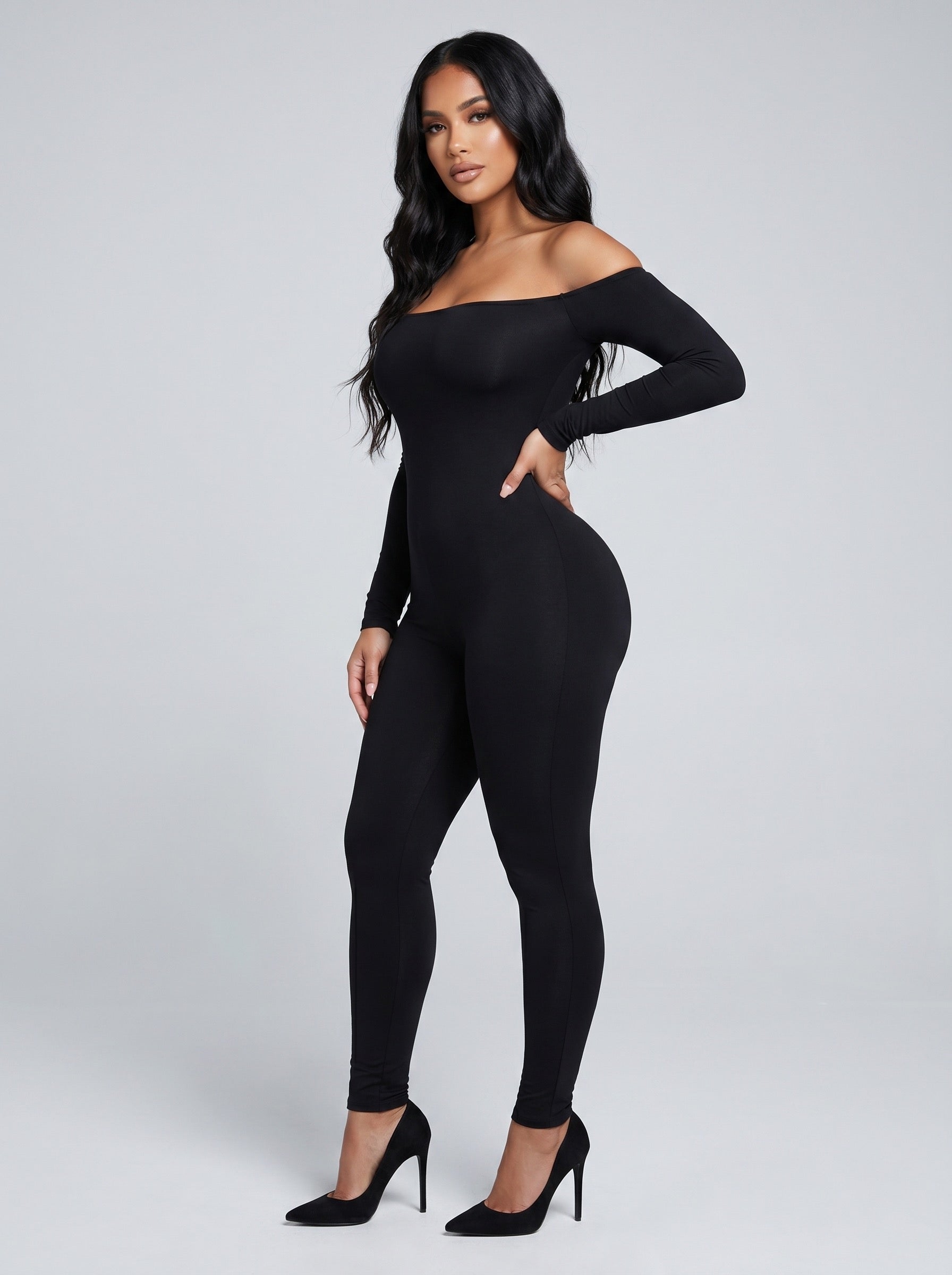 Valentina One-Shoulder Jumpsuit on model