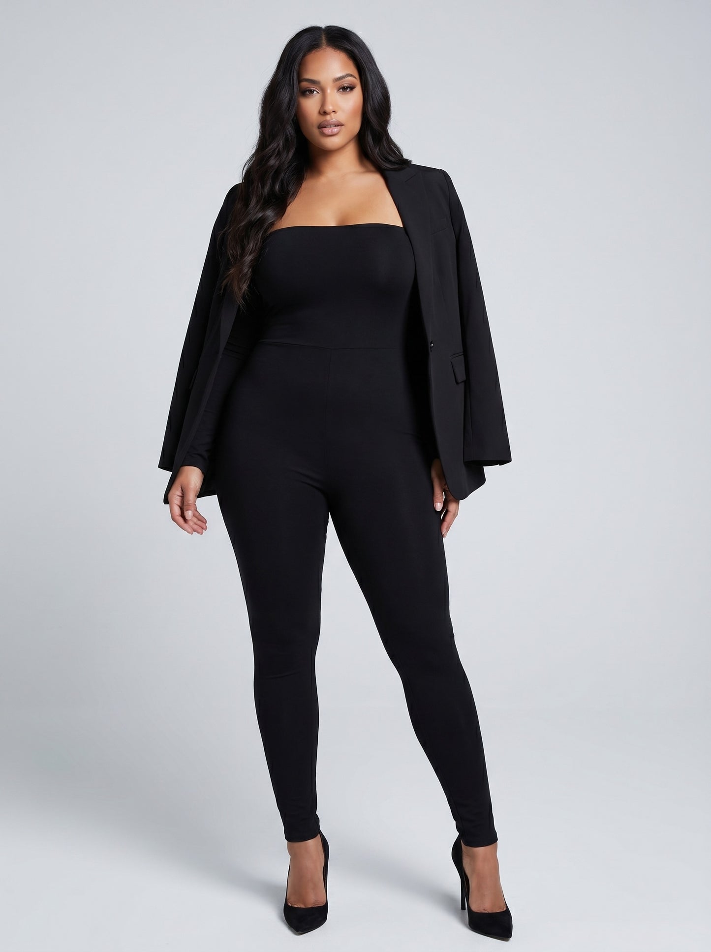 Valentina One-Shoulder Jumpsuit on model