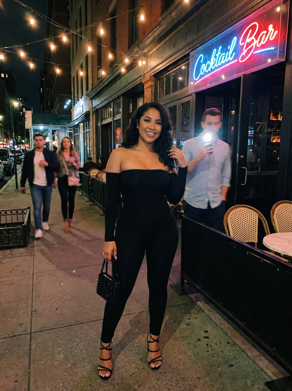 Valentina One-Shoulder Jumpsuit on model