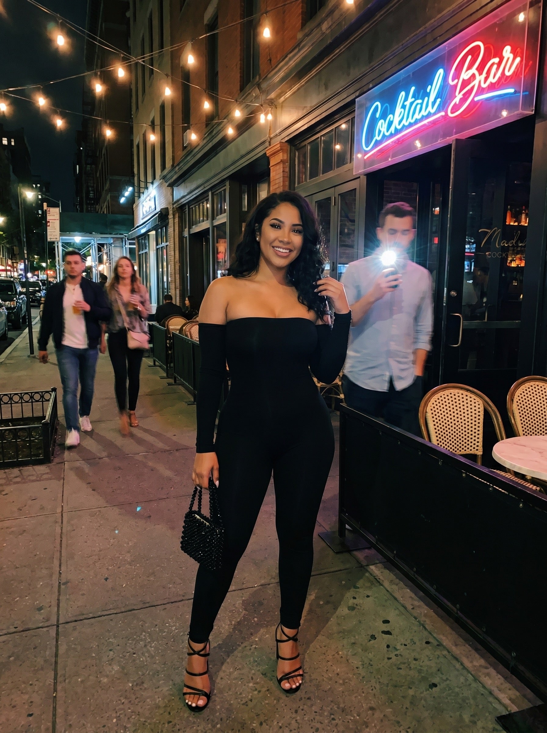 Valentina One-Shoulder Jumpsuit on model