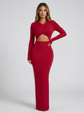 Valeria Cutout Long-Sleeve Bodycon Maxi Dress on model